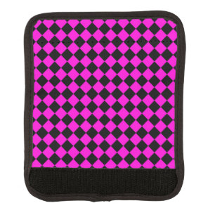 Pink Black Checker Diamond Pattern Luggage Handle Wrap