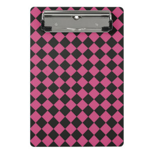 Pink Black Checker Diamond Pattern  Mini Clipboard