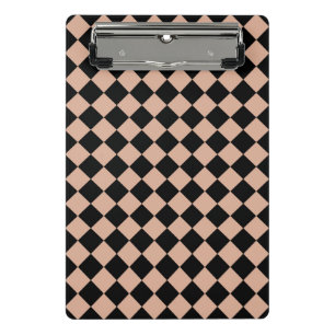 Pink Black Checker Diamond Pattern Mini Clipboard