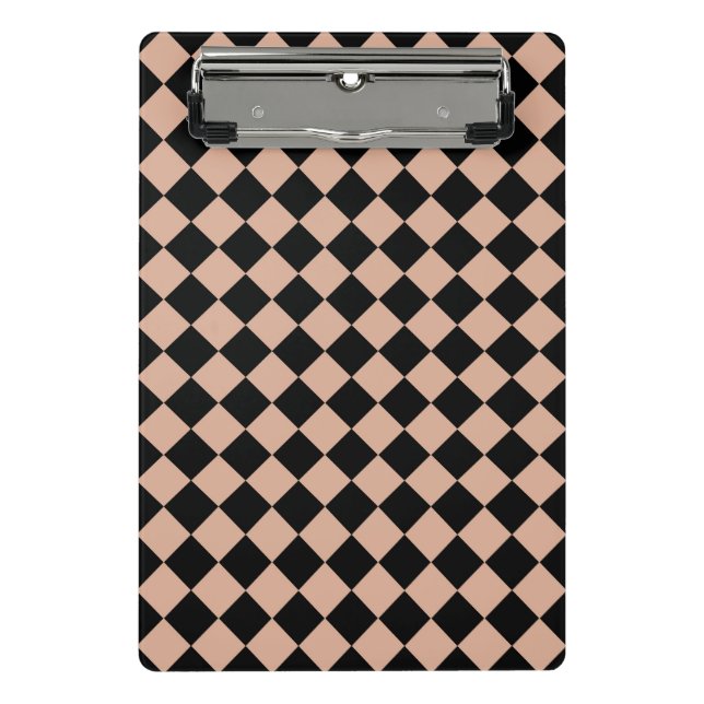 Pink Black Checker Diamond Pattern  Mini Clipboard (Front)
