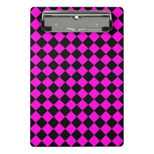 Pink Black Checker Diamond Pattern Mini Clipboard