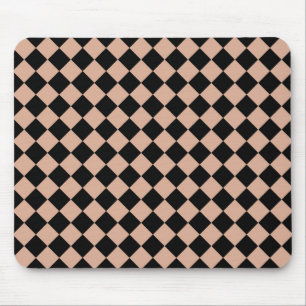 Pink Black Checker Diamond Pattern Mouse Pad