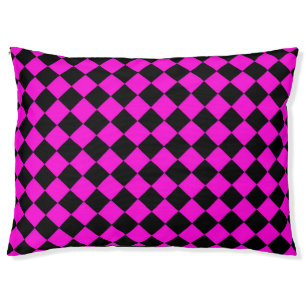 Pink Black Checker Diamond Pattern Pet Bed