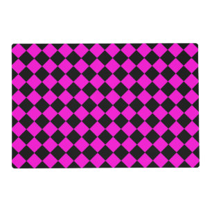Pink Black Checker Diamond Pattern Placemat
