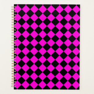 Pink Black Checker Diamond Pattern Planner