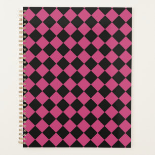 Pink Black Checker Diamond Pattern Planner