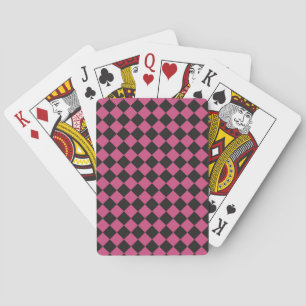 Pink Black Checker Diamond Pattern Poker Cards