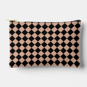 Pink Black Checker Diamond Pattern Small Accessory Pouch