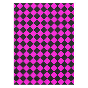 Pink Black Checker Diamond Pattern Tablecloth