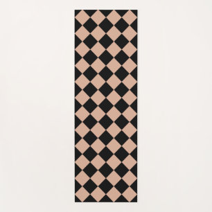 Pink Black Checker Diamond Pattern Yoga Mat
