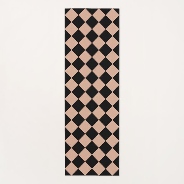 Pink Black Checker Diamond Pattern  Yoga Mat (Front)