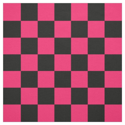 Pink Black Checker Pattern Textile Fabric