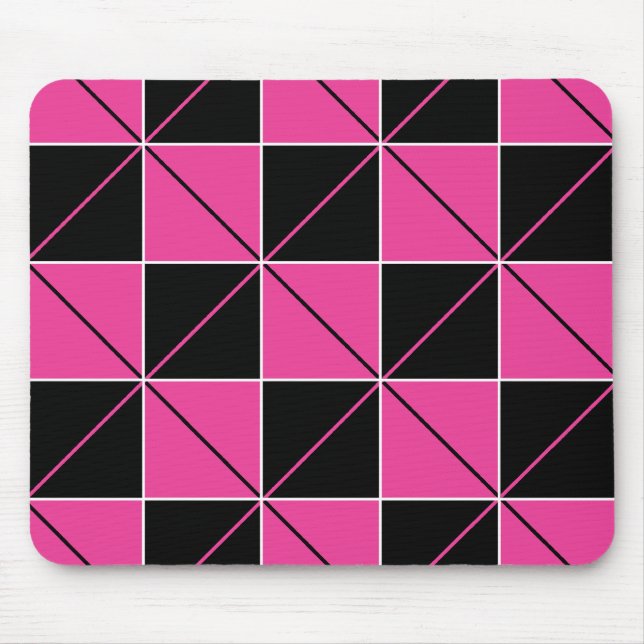 Pink & Black Checkerboard Argyle Mouse Pad (Front)