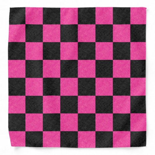 Pink Black Checkerboard Bandana