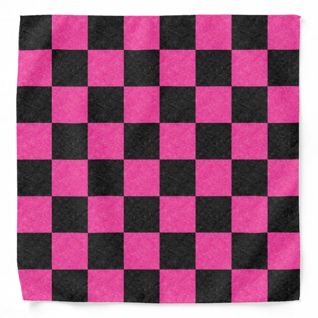 Pink Black Checkerboard Bandana (Front)