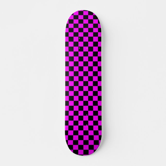 Pink & Black Checkerboard Skateboard (Front)