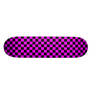 Pink & Black Checkerboard Skateboard Deck