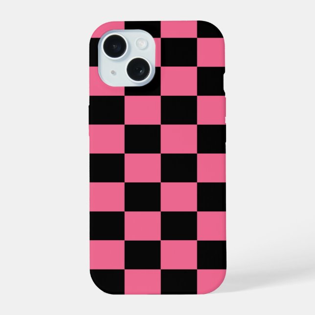 Pink Black Checkered Check Pattern Iphone Case (Back)