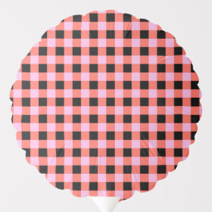 Pink Black Checkered Gingham Pattern Balloon
