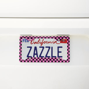 Pink Black Checkered License Plate Frame Style