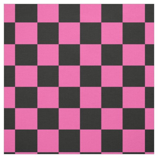 Pink Black Checkered Pattern Design Fabric