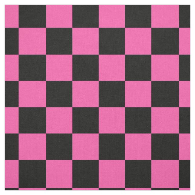 Pink Black Checkered Pattern Design Fabric (Swatch)