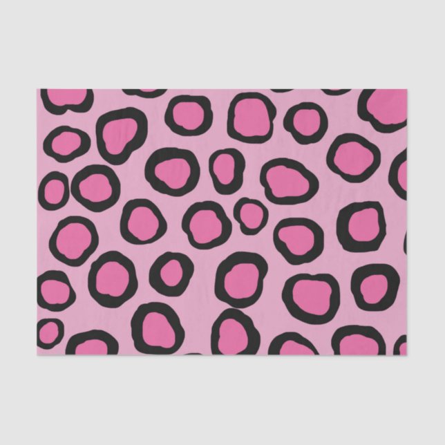 Pink Black Cheetah Animal Print Tissue Paper (Front)