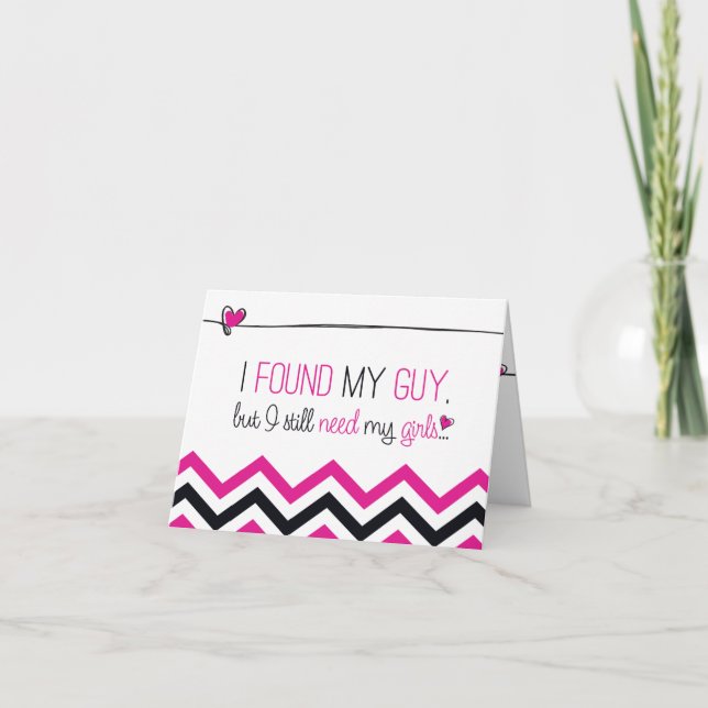 Pink/Black Chevron Will you be my Bridesmaid? Card (Front)