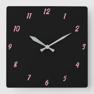 Pink Black Classy Elegant Custom Color Cute Gift Square Wall Clock