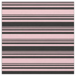 [ Thumbnail: Pink & Black Colored Lines Pattern Fabric ]