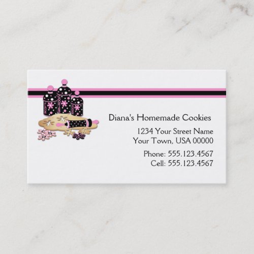 Pink Black Cookie Baking Business Card