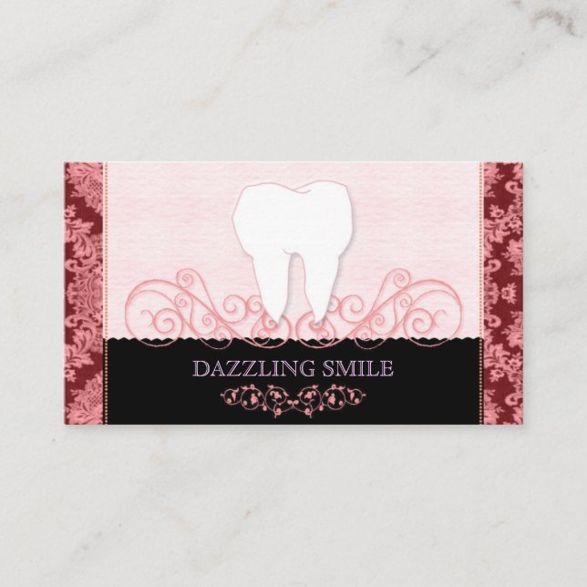 Pink + Black Cosmetic Dentistry Business Card (Front)