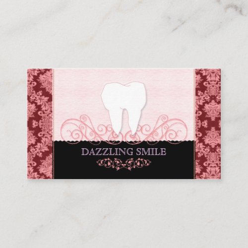 Pink  Black Cosmetic Dentistry Business Cards