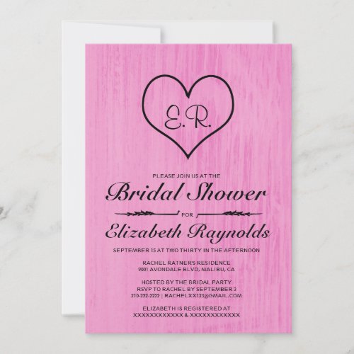 Pink &amp; Black Country Bridal Shower Invitations
