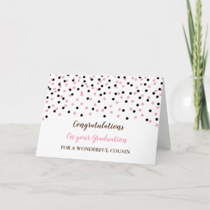 Pink Black Cousin Congratulations Graduation Card