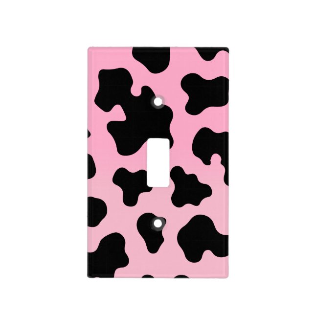 Pink & Black Cow Print Western Cowgirl  Light Switch Cover (Front)