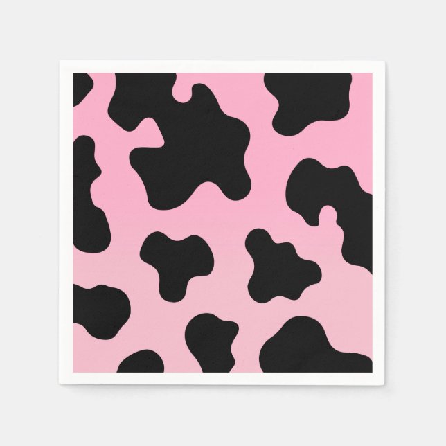 Pink & Black Cow Print Western Cowgirl Party Napkins (Front)