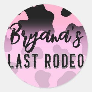 Pink & Black Cowgirl Last Rodeo Bachelorette Classic Round Sticker