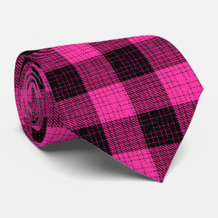 Pink Black Crosshatch Buffalo Check Neck Tie