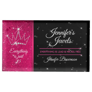 Pink Black Crown Jewelry Star Place Card Holder