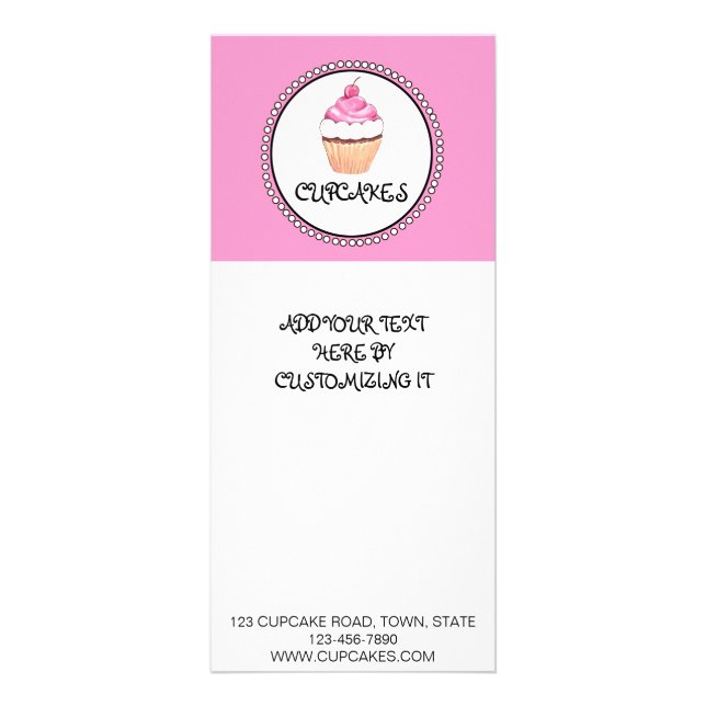 PINK BLACK CUPCAKE BAKERY FLYER RACK CARD (Front)