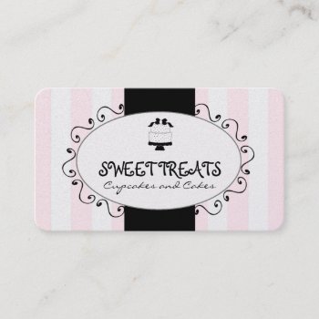 Pink Black Cupcake Cake Bakery Business Card by CoutureBusiness at Zazzle