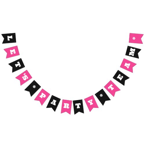 Pink  Black Custom Party or Work Event Any Name Bunting Flags