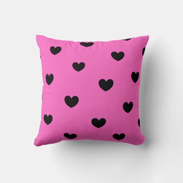 Pink Black Cute Cozy Modern Romantic Chic Heart  Throw Pillow (Back)