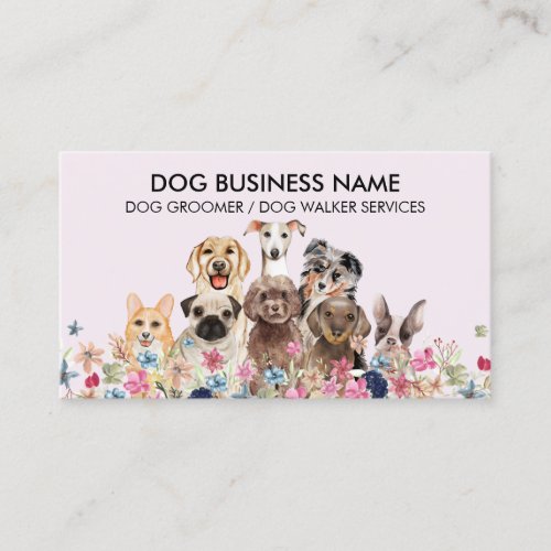 Pink Black Cute Essential Dog groomer Business Card