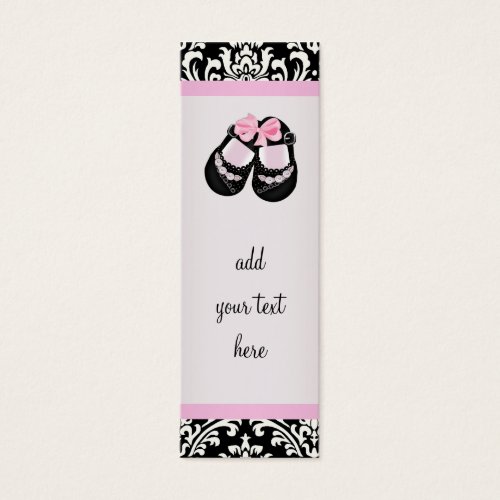 Pink Black Damask Baby Shower Favor Tags