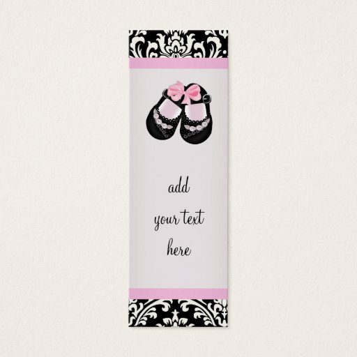 Customizable Pink Black Damask Baby Shower Favor Tags Business Cards