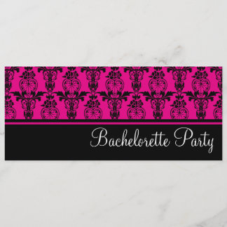 Pink & Black Damask Bachelorette Party Invitation