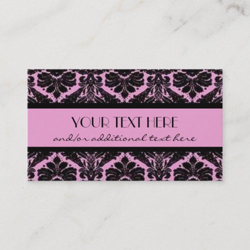 Pink &amp; Black Damask Business Card