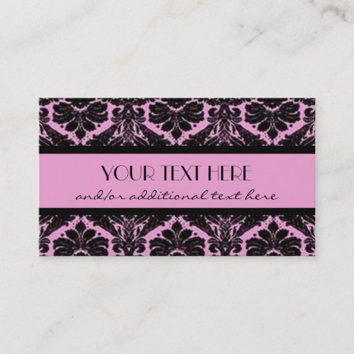 Customizable Pink &amp; Black Damask Business Card